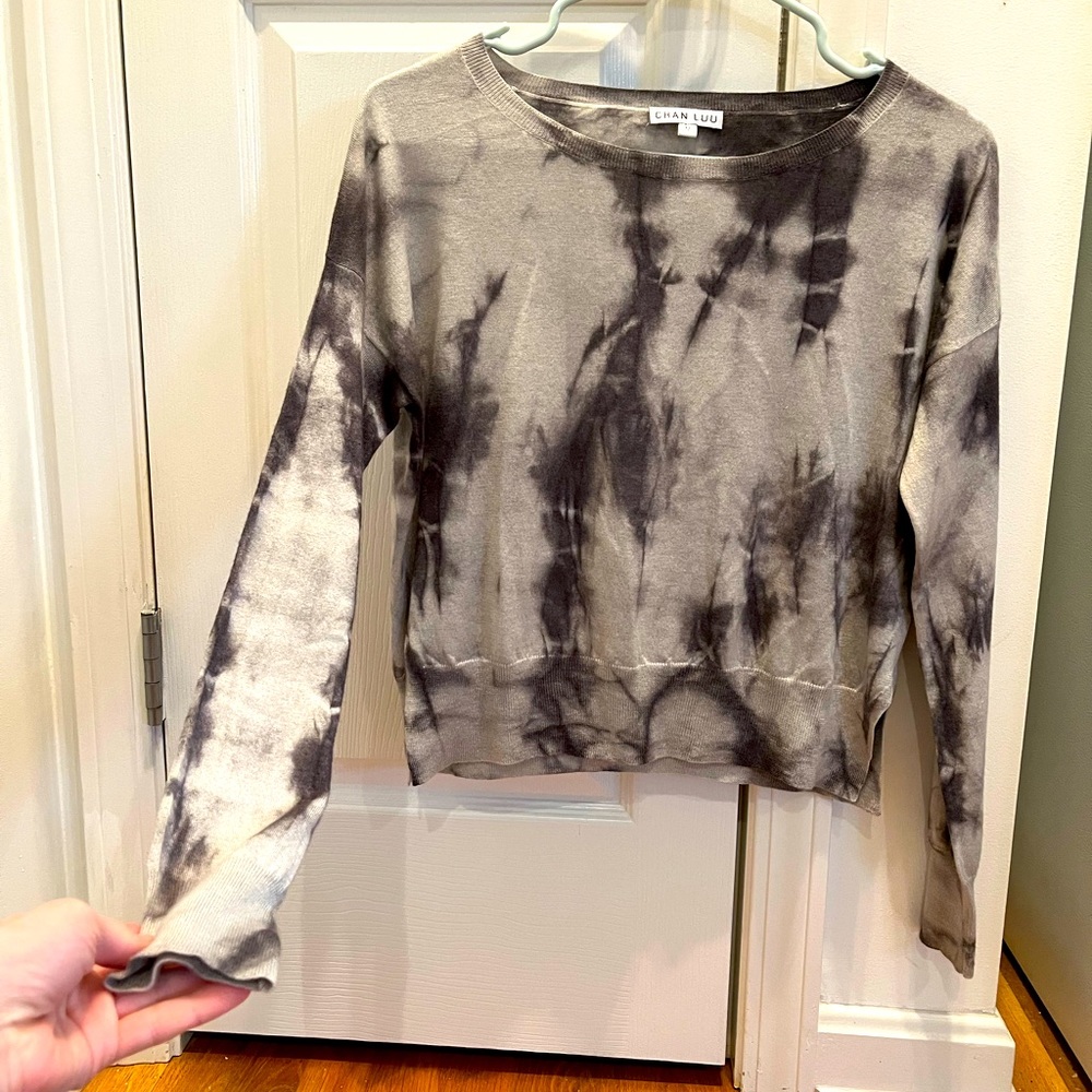 Chan Luu silk and cashmere cropped pullover sweater tie dye long sleeve